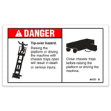 DECAL DANGER TIP OVER TRAYS