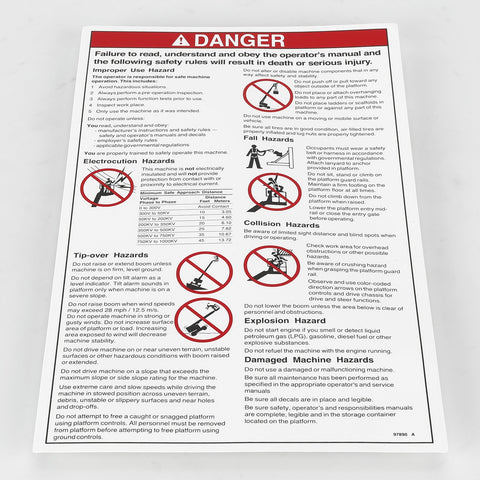 DECAL DANGER TIP OVER TRAYS