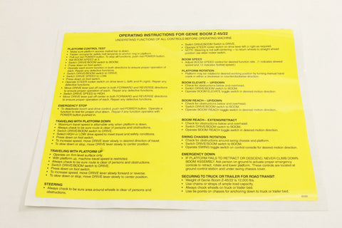 DECAL,OPERATING INSTRUCT-Z45