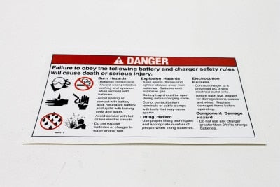 DECAL,DANGER,BATTERY SAFETY