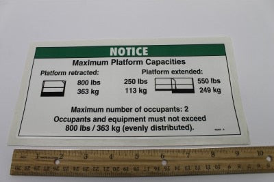 DECAL,NOTICE,MAX CAP 800 ANSI*
