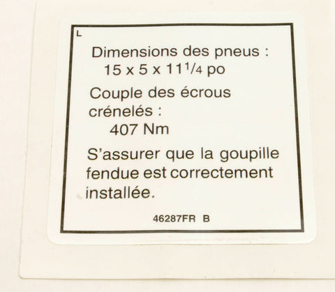 DECAL,LABEL-TIRE SPECS,GS32/46