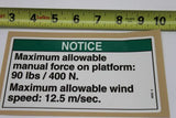 DECAL,NOTICE,90 FORCE/12.5WIND