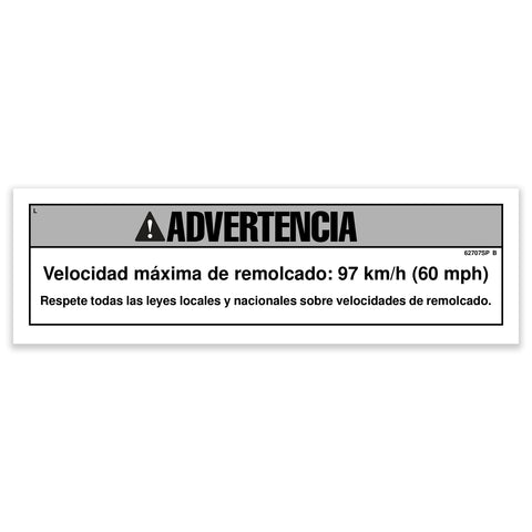 DECAL,WARNING,MAX TOWING SPEED