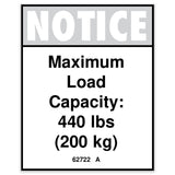 DECAL,NOTICE,MAX CAPACITY 440