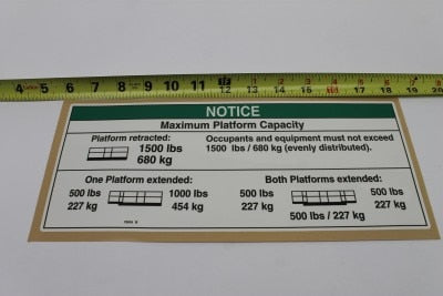 DECAL,NOTICE,MAX CAP,1500 LBS