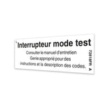 DECAL,LABEL, TEST MODE