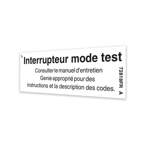 DECAL,LABEL, TEST MODE