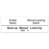 DECAL,BACKUP MANUAL LOWERING