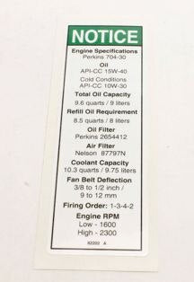 DECAL,ENGINE SPEC,PERKINS***