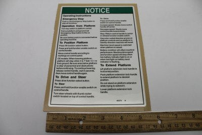 DECAL,NOTICE,PLATFORM OPER INS