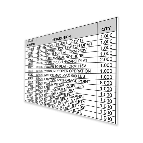 DECAL KIT,Z80 PLAT,WORD,ANSI/AUS