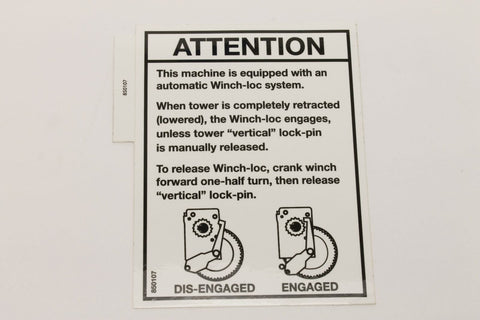 DECAL-CAUTION WINCHLOC