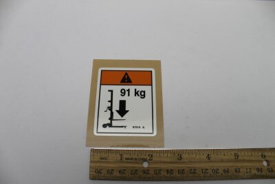 DECAL,WARNING, MAX CAP 91KG