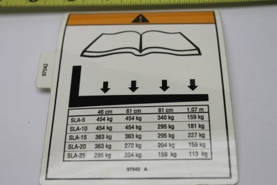 DECAL,WARNING,LOAD CHART SLA