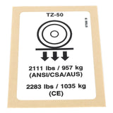 DECAL,LABEL,WHEEL LOAD,TZ50