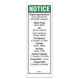 DECAL,NOTICE,FORD ENG SPECS T2