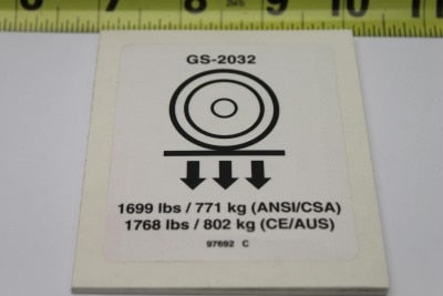 DECAL,LABEL,WHEEL LOAD 2032