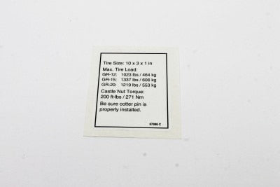 DECAL, LABEL, TIRE SPECS, GR