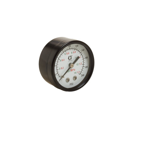 Graco | 101689 Low Pressure Air Gauge, back mount, 0-200 psi (0-14 bar) pressure range
