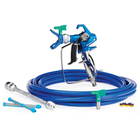 Graco | 17Y220 Contractor PC Airless Spray Gun, RAC X FF LP 210 & 312, BlueMax II Airless Hose 3/16 in x 25 ft, 10 in Extension, 2 - 100 Mesh Filter