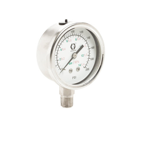 Graco | 187876 Stainless Steel Low Pressure Fluid Gauge, 0-300 psi (0-21 bar) pressure range