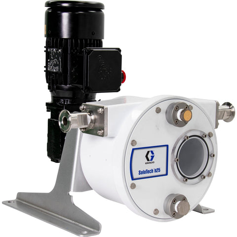 Graco | 19C734 SoloTech h25 Peristaltic Pump, 0.5 hp AC motor with med-speed gear reducer, .39-2.33 gpm, FDA Nitrile Hose, SST Sanitary Clamp Barb