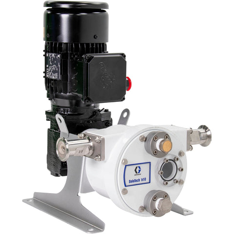 Graco | 19D110 SoloTech h10 Peristaltic Pump, 0.75 hp AC motor with high-speed gear reducer, .11-.67 gpm, FDA Nitrile Hose, SST Sanitary Clamp Barb
