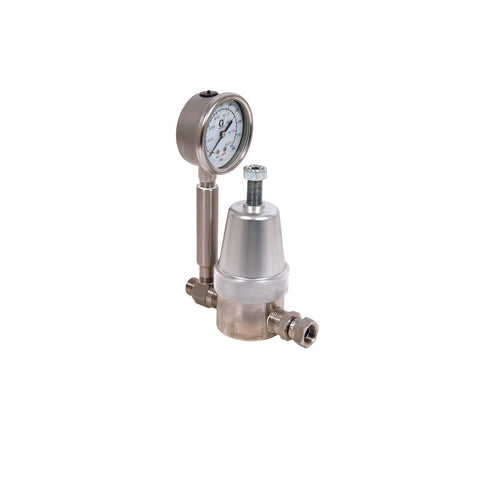 Graco | 205122 Back Pressure Regulator, Low Pressure Mini, 180 Max psi, CS, Manual, 3/8 (m) x 3/8 (f), with Gauge