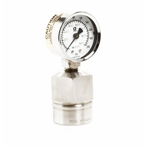 Graco | 206171 Stainless Steel Fluid Gauge with Dampener, 0-200 psi (0-14 bar)