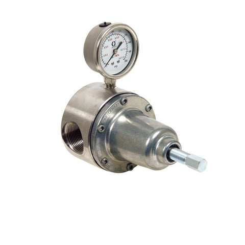 Graco | 208997 Back Pressure Regulator, Low Pressure Corrosion Resistant, 200 Max psi, SST, Manual, 1-1/4 (f) x 1-1/4 (f), with Gauge