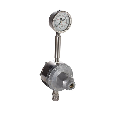Graco | 217314 Low Pressure Fluid Regulator, 250 Max psi, 20-160 psi Range, 3.0 GP (m), SST, Spring Type, 3/8 (f) x 3/8 (f), 1/4 (f) Port