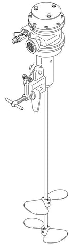Graco | 225883 Clamp Mounted Drum Agitator, air driven, 2-1/2 HP, 41.5 inches (105.4 cm) long, includes dual round prop; open drum