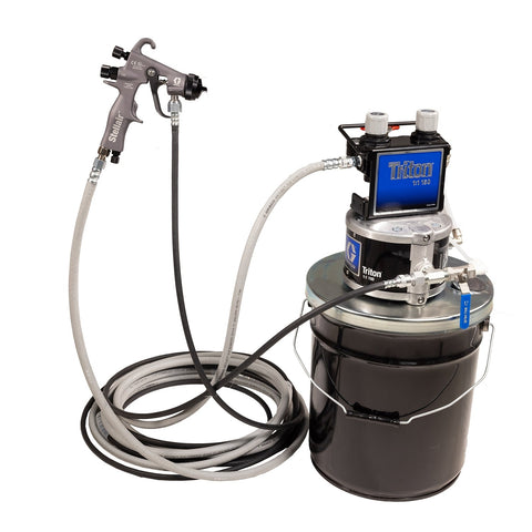 Graco | 233470 Triton Alum Spray Package, Pail, 60 psi Regulator, Suction, Air & Fluid Hoses, Stellair HVLP Gun .055 in (1.4 mm) Nozzle, Metal Applications