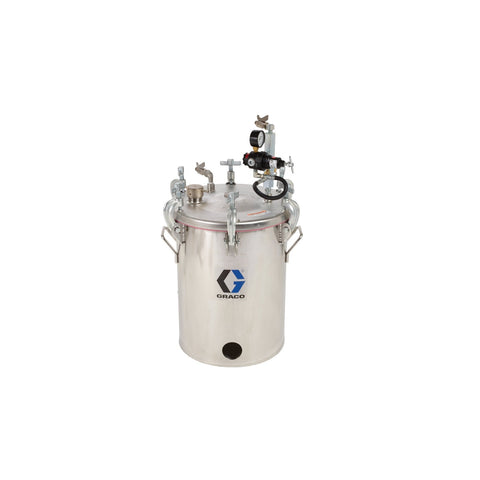 Graco | 236143 5 Gallon Low Pressure (HVLP) Pot, Regulated to 15 psi, ASME Rated, 30.5 in (77.5 cm), 65 lbs (30 kg), SST