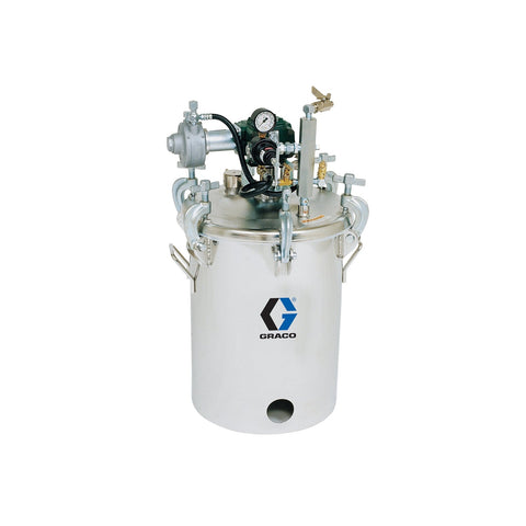 Graco | 236146 5 Gallon Low Pressure (HVLP) Pot with Agitator, Regulated to 15 psi, ASME Rated, 30.5 in (77.5 cm), 74 lbs (34 kg), SST