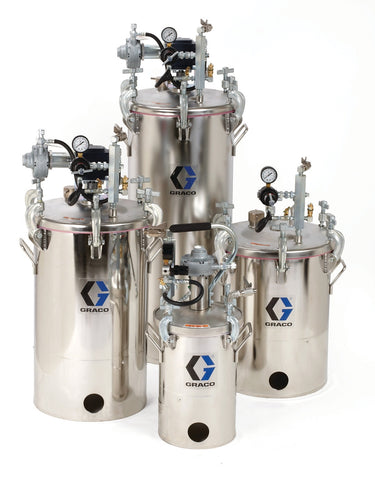 Graco | 236150 10 Gallon High Pressure (HVLP) Pot, Regulated to 100 psi, ASME Rated, 33.9 in (88.0 cm), 76 lbs (35 kg), SST