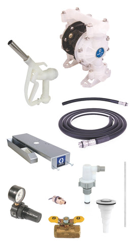 Graco | 24F947 SD Blue Pump Drum Package - 2 ft (0.61 m) Suction Hose Length - Manual Nozzle - 3/4 in. BSPP Fittings