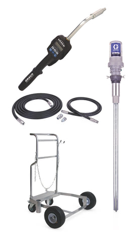 Graco | 24H963 LD Series 5:1 Mobile 55 Gallon (200 Liter) Oil CE Pump Package - Preset Meter, Rigid Extension, BSPT