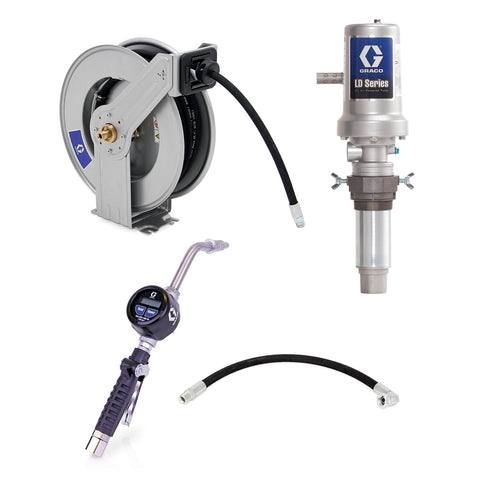 Graco | 24J776 LD Series 3:1 Tank Mount Oil Pump with SD Series Hose Reel Packages - Manual Meter Type