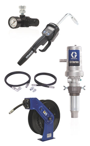 Graco | 24K798 LD Series 5:1 Deluxe Oil Pump with SD Series 1/2 in. x 50 ft. Hose Reel Package - Manual Meter Type