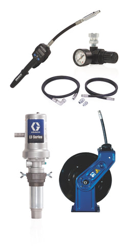 Graco | 24K833 LD Series 5:1 Universal Pump Package with Hose Reel - Manual Meter, Flex Extension, NPT
