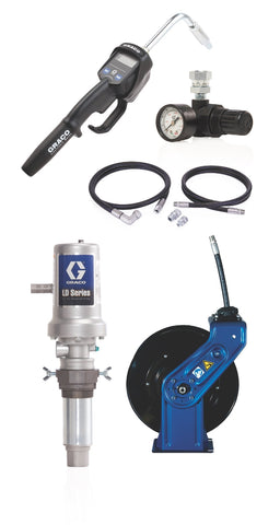 Graco | 24K834 LD Series 3:1 Deluxe Tank Mount Oil Pump with SD Series 1/2 in. x 35 ft. Hose Reel Package - Manual Meter Type