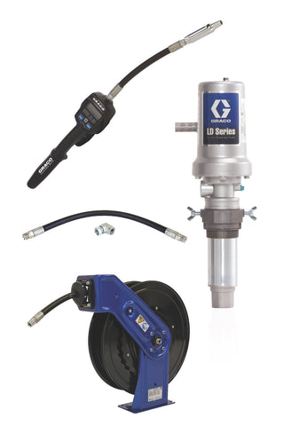 Graco | 24K836 LD Series 3:1 Tank Mount Oil Pump with SD Series Hose Reel Package - Manual Meter Type