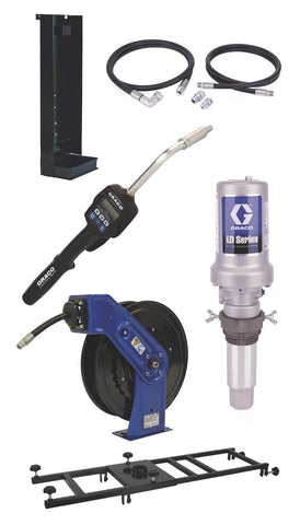 Graco | 24K838 LD Series 3:1 Deluxe Stationary 275 Gallon (1040 Liter) Oil Pump with SD Series Hose Reel Package - Preset Meter Type