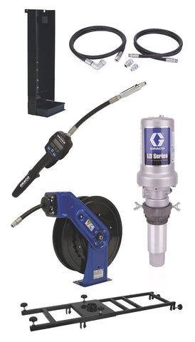 Graco | 24K842 LD Series 3:1 Deluxe Stationary 275 Gallon (1040 Liter) Oil Pump with SD Series Hose Reel Package - Manual Meter Type