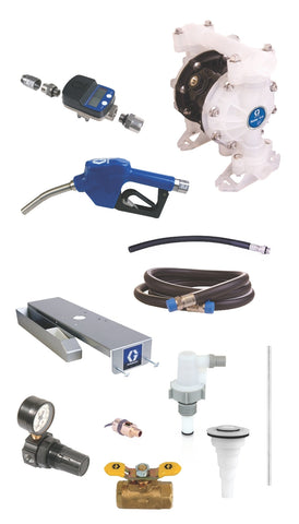 Graco | 24M499 SD Blue Pump Drum Package - 2 ft (0.61 m) Suction Hose Length - Automatic Nozzle - 3/4 in. BSPP Fittings