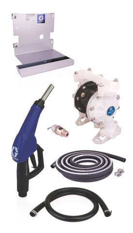 Graco | 24V678 SD Blue Pump Tote Package - 5 ft (1.5 m) Suction Hose Length - Automatic Nozzle - SST Clamp Fittings