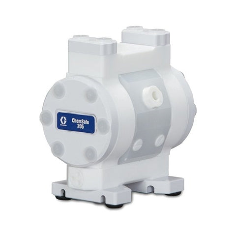 Graco | 24X429 ChemSafe 205 Air Operated Double Diaphragm Plastic Pump with PTFE Seat, PTFE Ball, Overmolded PTFE Diaphragm, PTFE Fluid Path & NPT Port