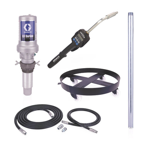 Graco | 25C556 LD Series 5:1 Mobile 55 Gallon Oil Pump Package - Preset Meter, Rigid Extension, NPT